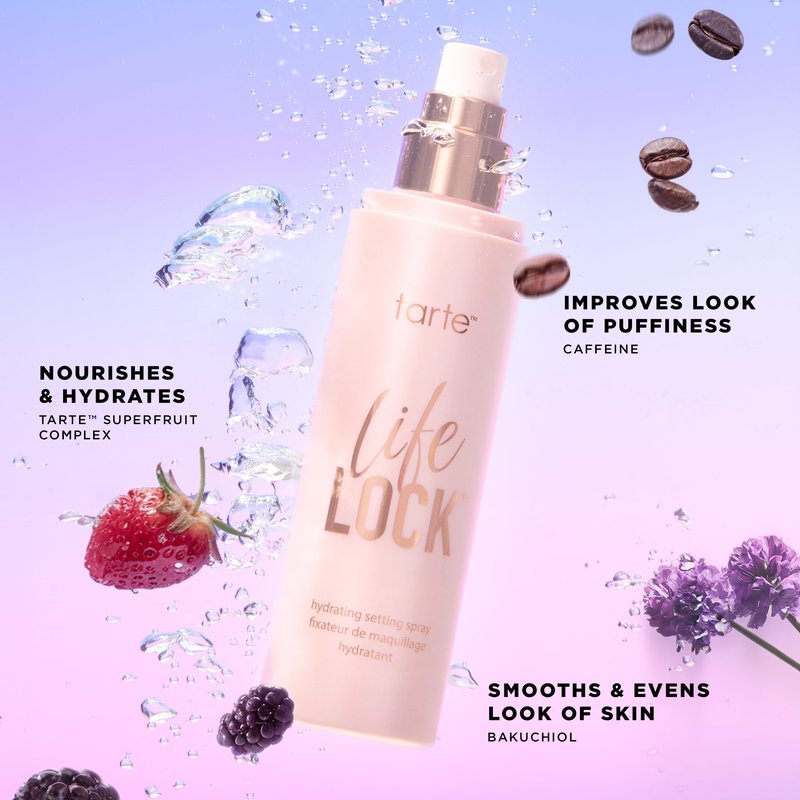 tarte life lock hydrating setting spray – 10-in-1 Weightless Mist to Hydrate & Lock Long-Lasting Makeup, Waterproof, Sweatproof & Transfer-Resistant, Vegan & Cruelty-Free, full size