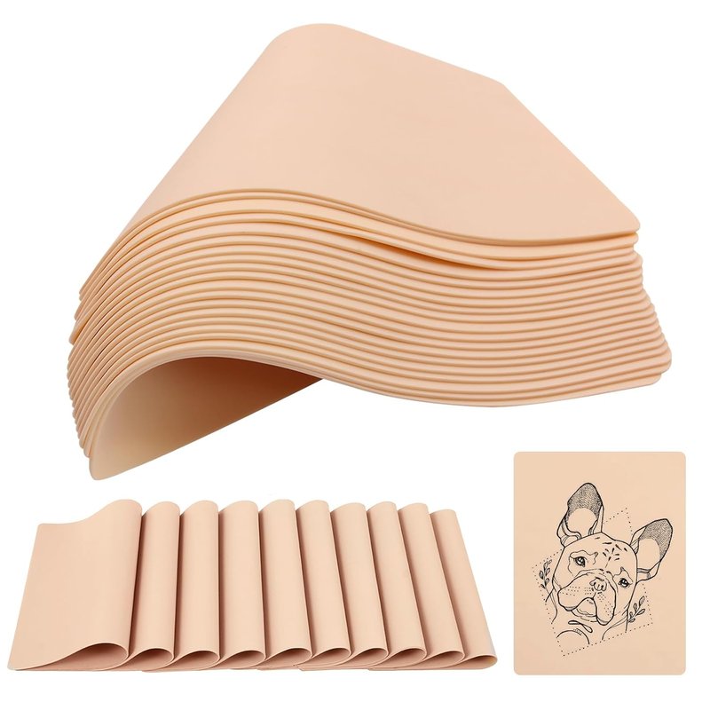 Blank Tattoo Practice Skin - 30 Pcs Double-Sided Fake Skin for Beginners & Pros | 8x6 in Soft Material
