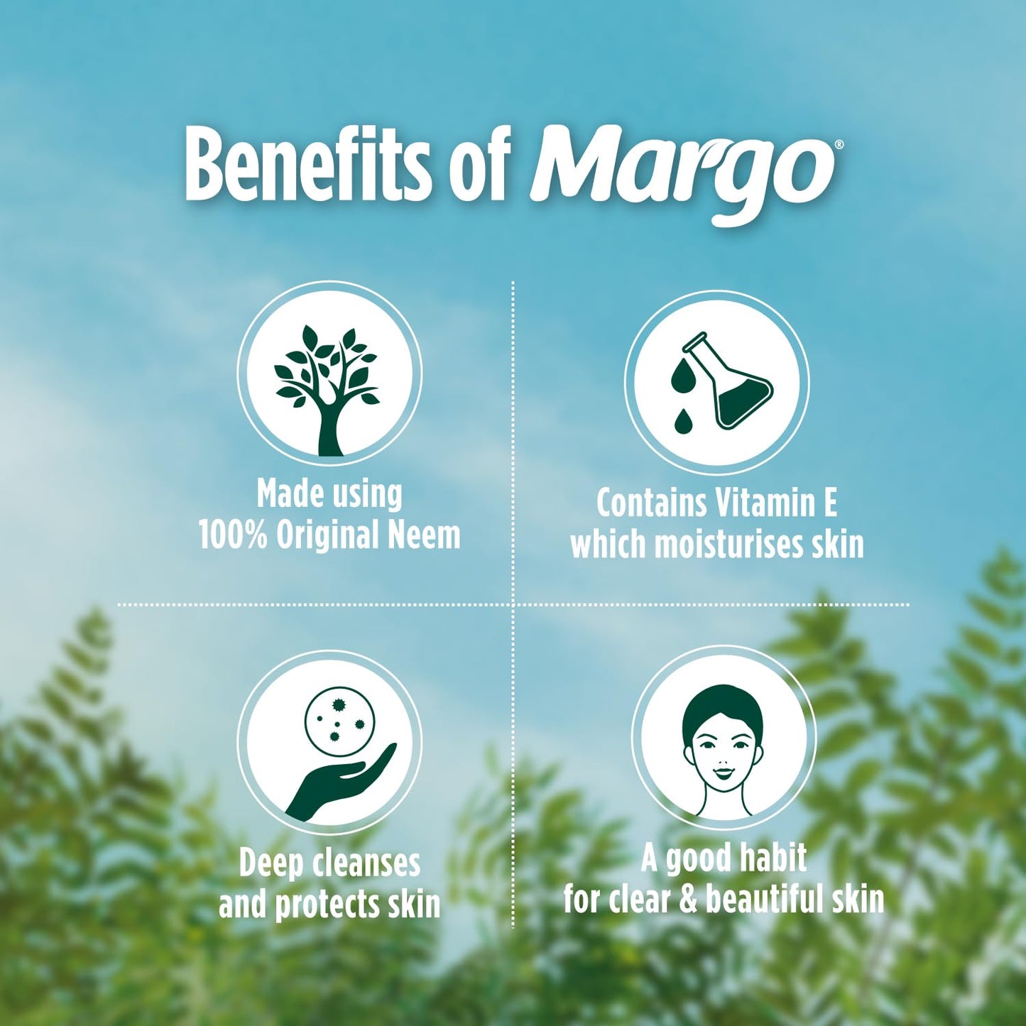 MCSYPOAL Margo Original Neem Soap, With Goodness of 1000 Neem Leaves - 125gm Pack of 8