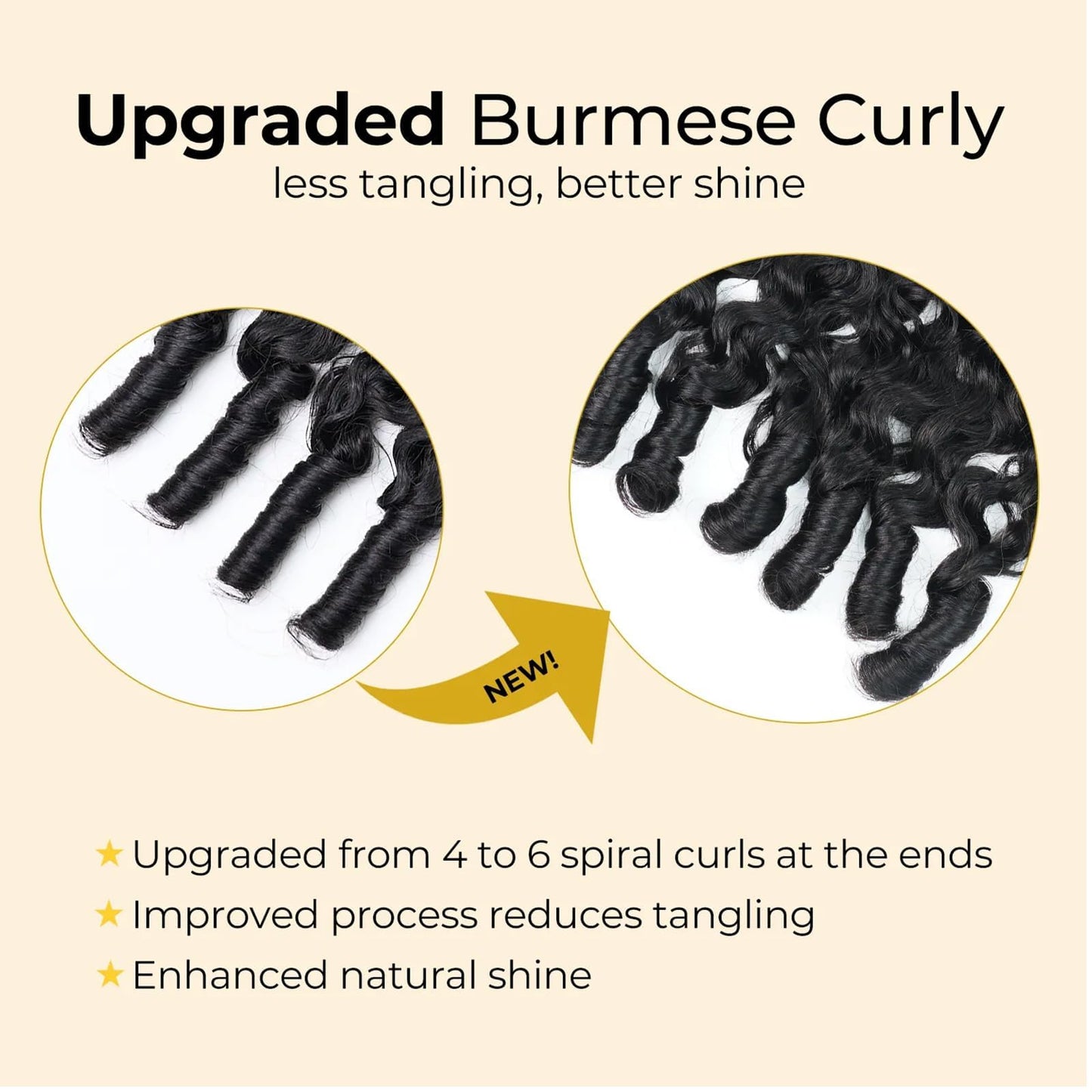 Wequeen 16A Burmese Curly Human Hair Bundles 18 Inch 100% Unprocessed Brazilian Virgin Hair Quick Weave Bundles Human Hair Extensions Real Human Hair, Natural Black