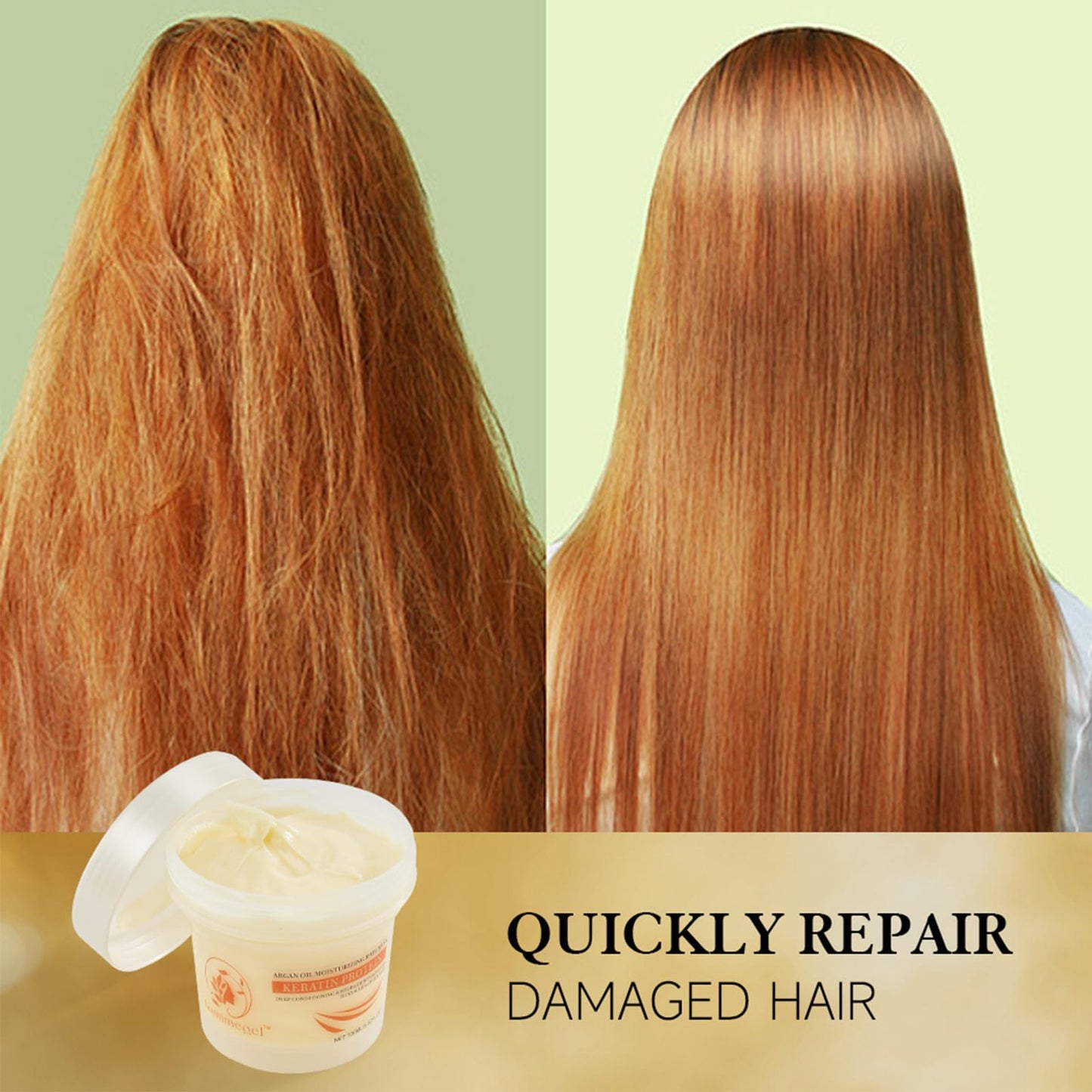 Aomimegel Collagen Hair Mask,Deep Repair Conditioning Argan Oil Hair Mask for Damaged Hair Treatment, Deep Conditioner Hydrating Hair Masque for All Hair Types 3.38 oz 100ml
