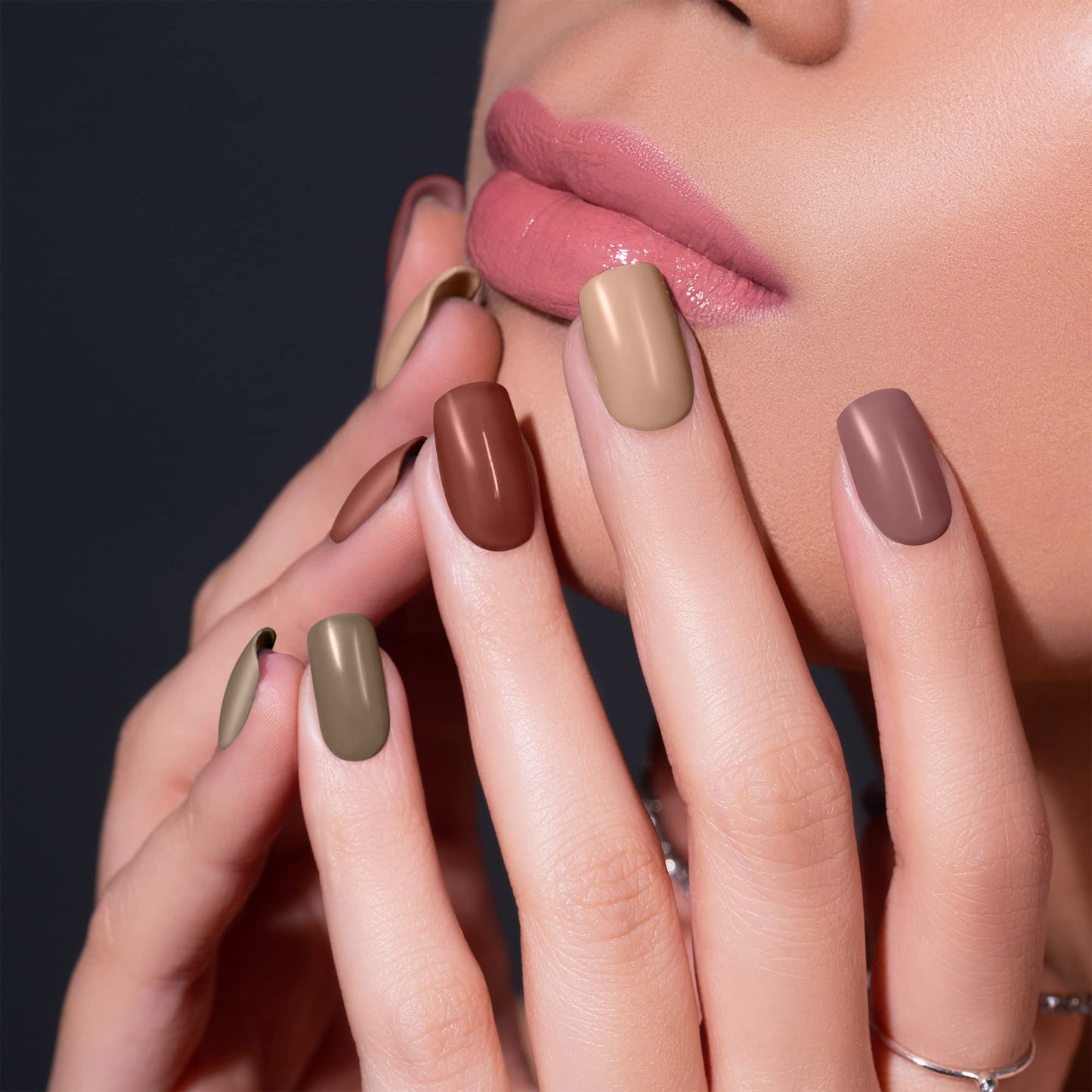 RENEE Gloss Touch Nail Paint Set of 4, Quick Drying Nail Polish, Glossy Gel Finish Nail Kit, Highly Pigmented & Long Lasting Enamel, Chip Resistance 5ml Each Gift Set for Women N02 Everyday Nudes
