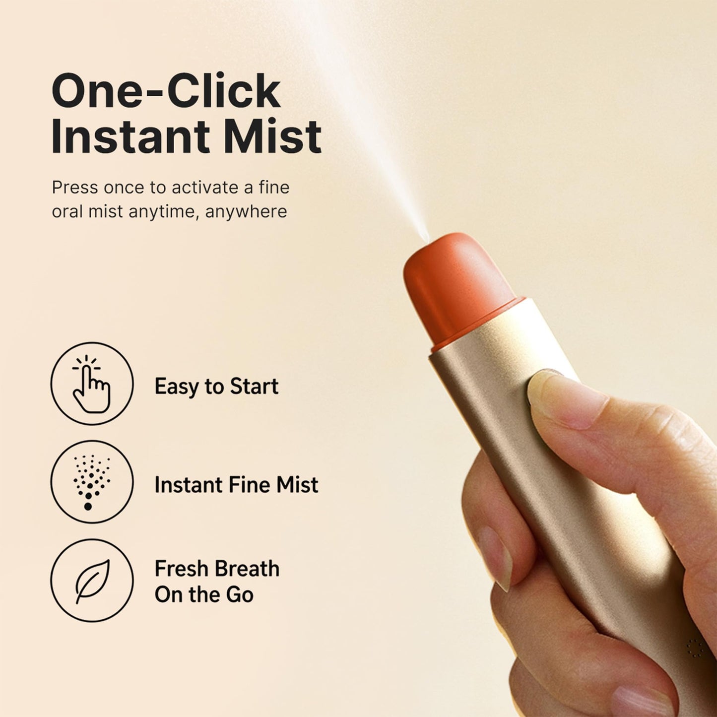 ZDEER PW13 Electric Cool Breath Spray, Probiotic Fresh Mouth Spray for Bad Breath & Dry Mouth, Rechargeable Micro-Mist Oral Spray with 3 Flavor Cartridges, Alcohol-Free, On-the-Go Use
