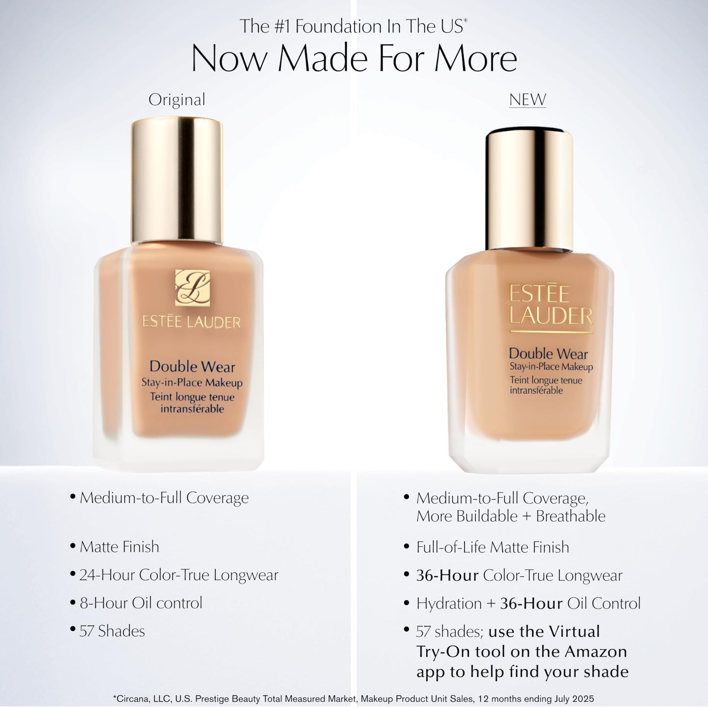 Estée Lauder Double Wear Stay-in-Place Foundation Makeup | 36-Hour Long-Wear Matte Foundation, 1 Fl Oz, 2C1 Pure Beige