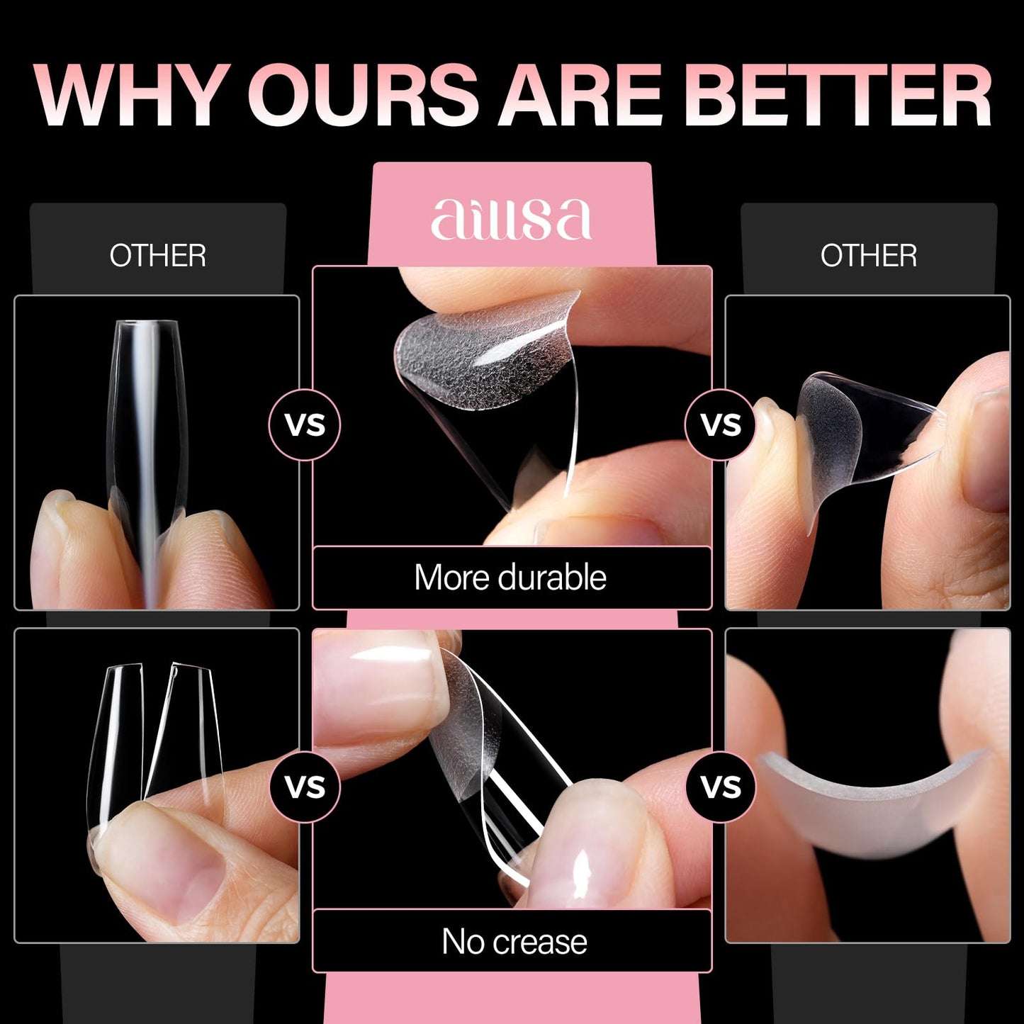 AILLSA Medium Almond Shaped Nail Tips - 15 Sizes 450pcs Acrylic Nails Tip Full Cover Half Matte Nails Tips Press on Nails for DIY Home Salon