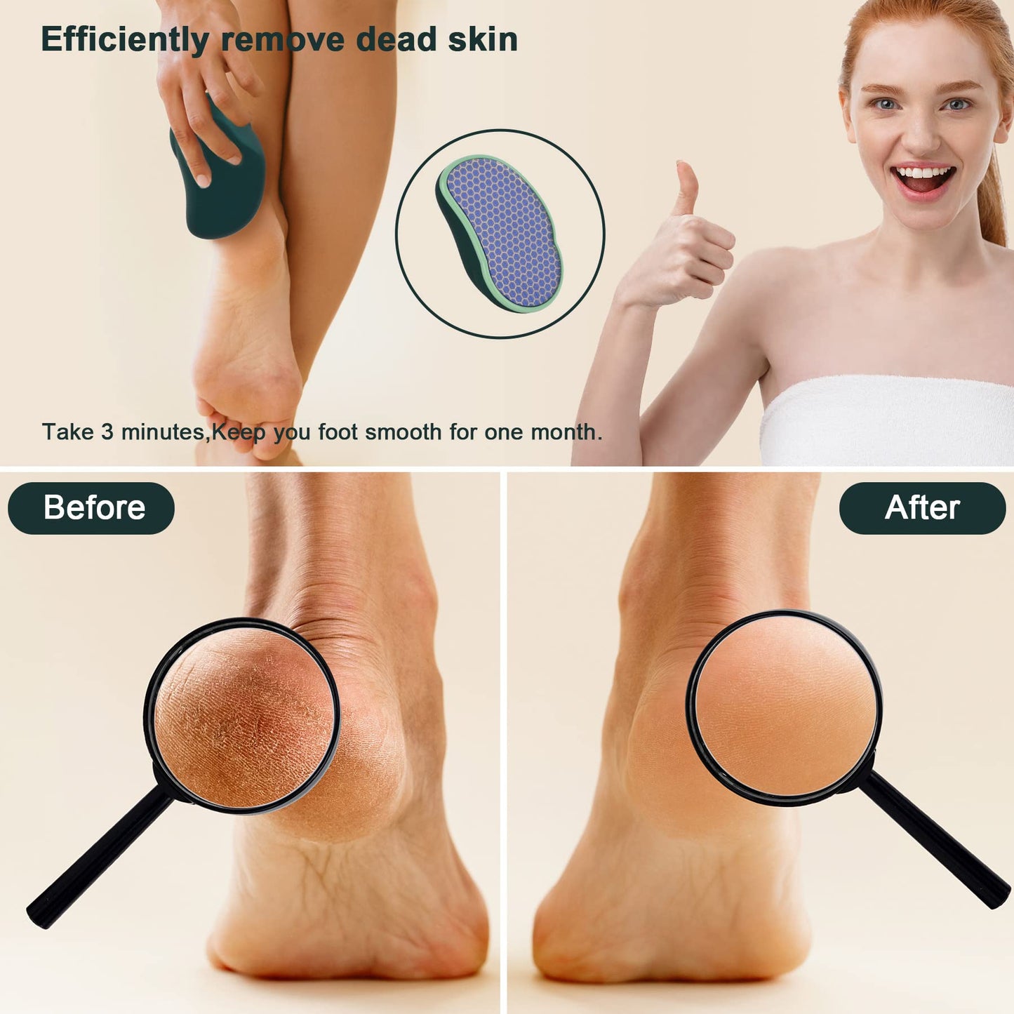 SIRALMNO Upgrade 2-in-1 Nano Glass Callus Remover,Foot Scraper which Used Wet and Dry Callus Removal,Foot Rasp for Hard&Dead Skin Foot Care,Safe & Portable Foot File