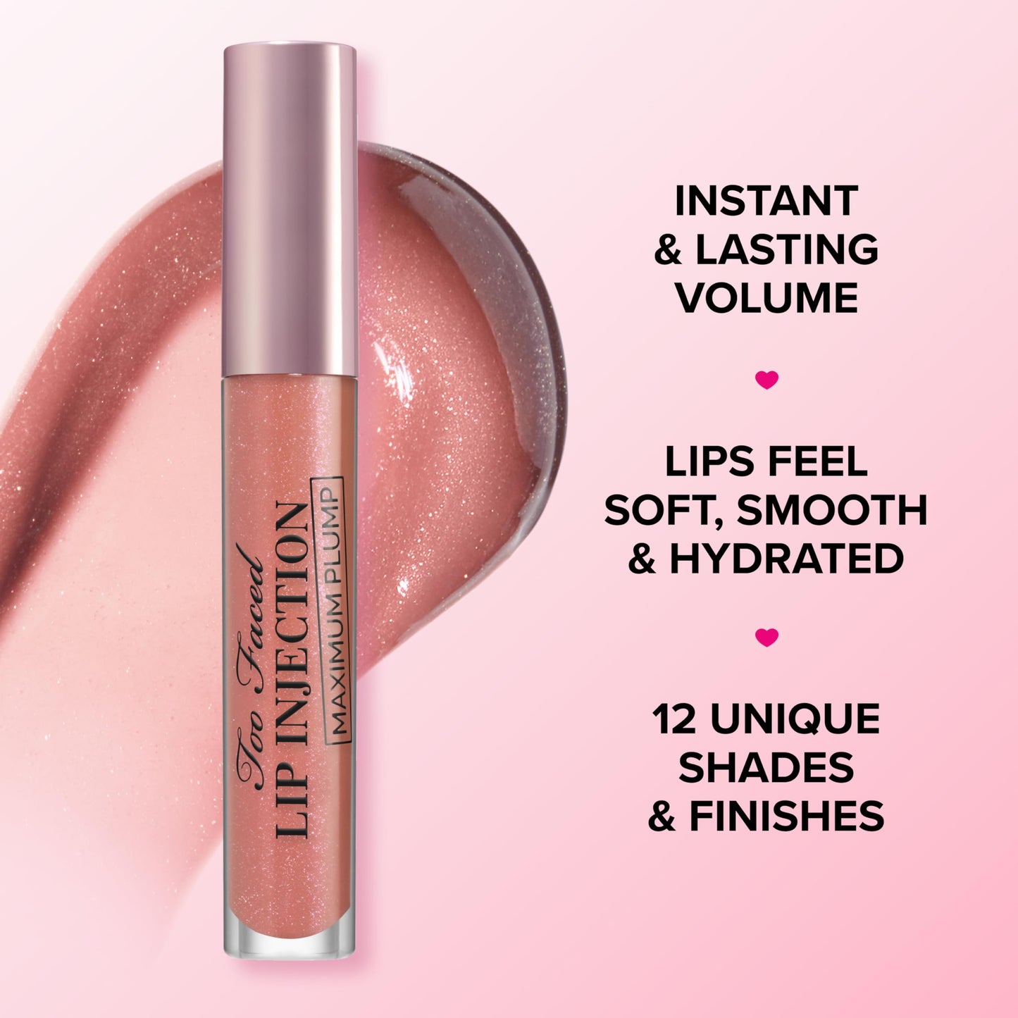 Too Faced Lip Injection Maximum Plump Extra Strength Lip Plumper Gloss | Hydrating, Volumizing, + Plumping, 0.14 Fl Oz, Honey Bear (Light Nude)