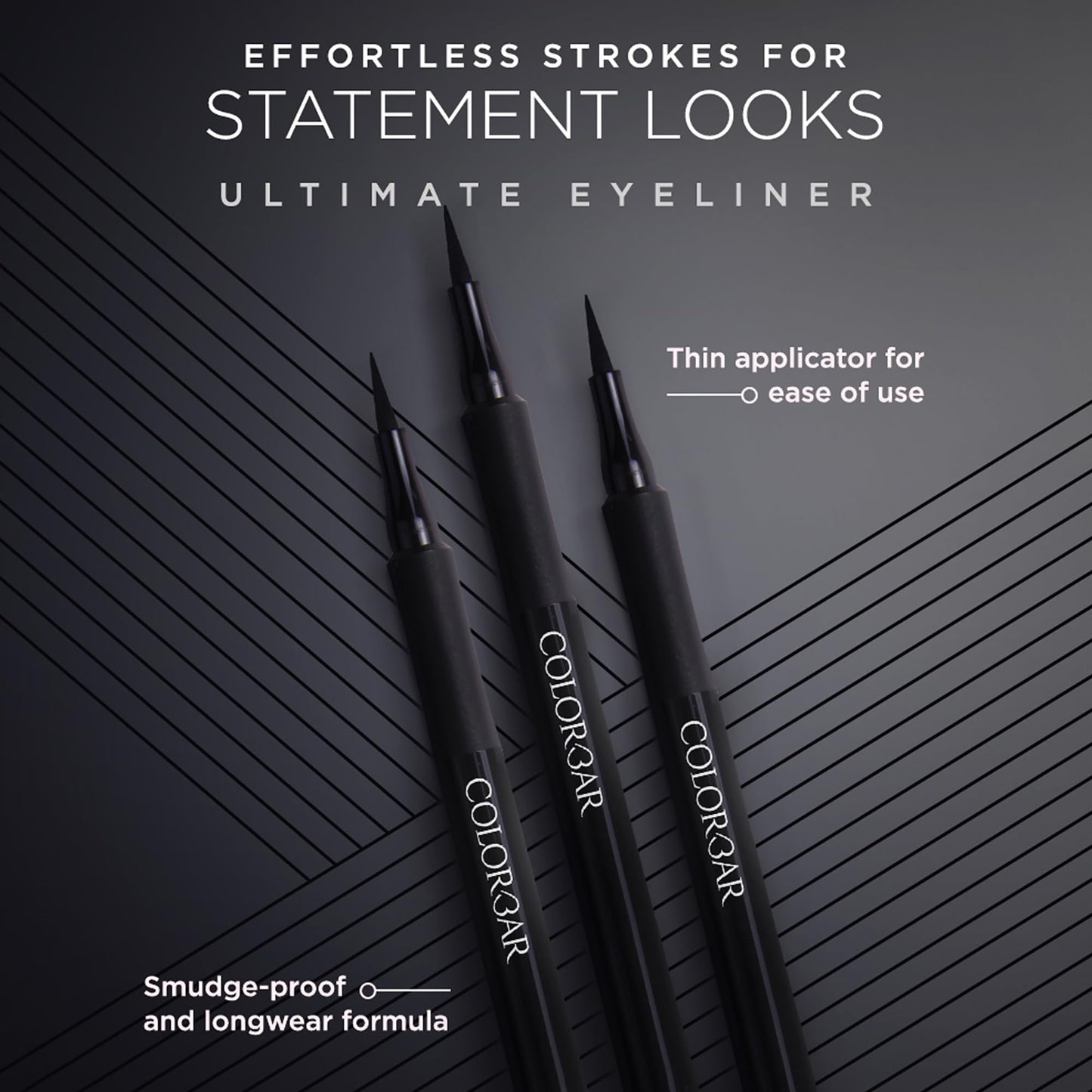 Colorbar Ultimate Eye Liner - 3-in-1 Collection Black Liquid Eyeliner - Waterproof and Transfer-Proof - Eyeliner Pen - 001 Ultimate Black - 0.03 oz