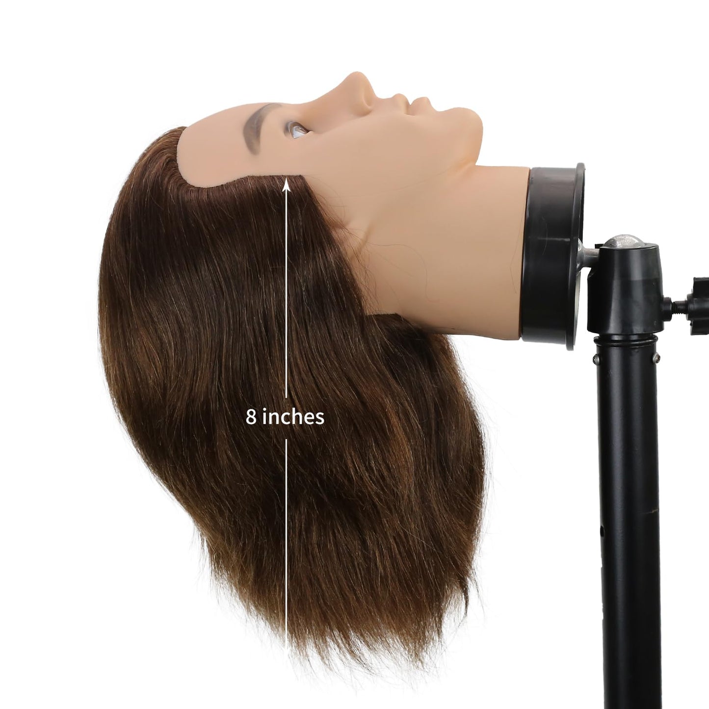 Male Mannequin Head Men Mannequin Head Human Hair Hairdresser Manikin Head Barber Mannequin Head Male Training Doll Head for Hair Styling and Practice （Dark Brown)