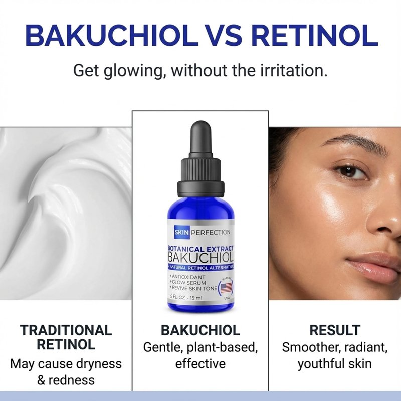 Skin Perfection Bakuchiol Natural Alternative To Retinol Resurface, Glow, Improve Tone Texture Radiance Plant-based Bio-retinol Vegan Gluten-free .5 Oz 300 Drops