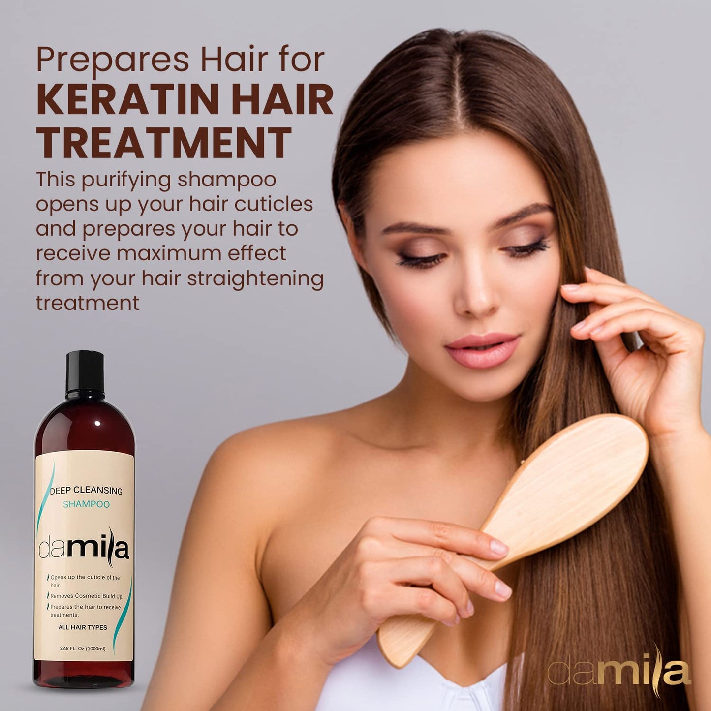 damila Deep Cleansing Shampoo - Clarifying Shampoo For All Hair Types - Degreases, Removes Residue and Product Build Up - Prepares Hair for Keratin Hair Treatment (4 Fl Oz)