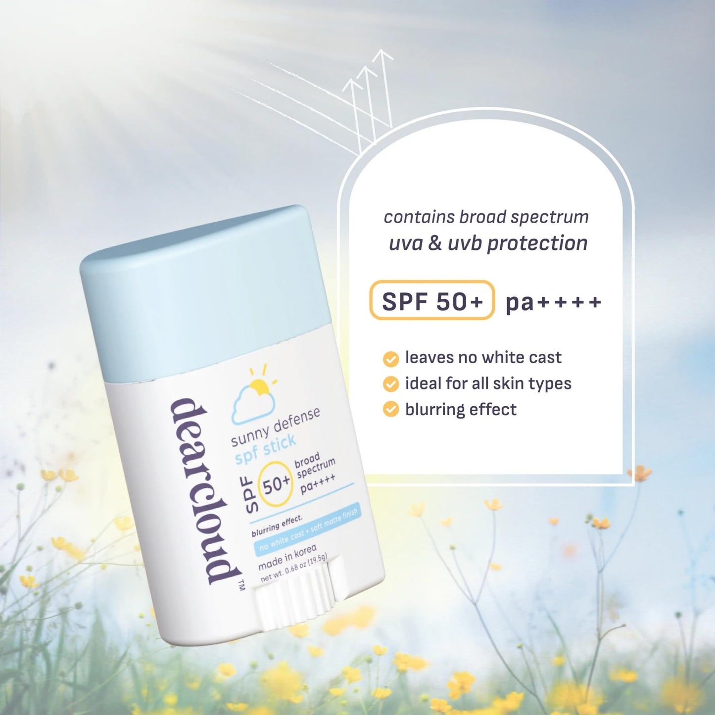 dearcloud Sunscreen Stick SPF 50+ PA++++ – Korean Sunscreen (.68 oz)