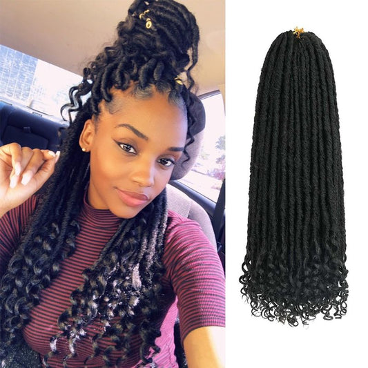 6 Packs Goddess Locs Crochet Hair, 24 Inch Straight Faux Locs Crochet Braids, Pre-Looped Curly Soft Synthetic Braiding Hair Extensions for Black Women(24 Inch, 6 Packs, 1B#)