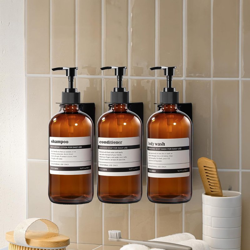 BPFY 12 Pack 8 oz Amber Glass Bottles with Pumps for Essential Oils, Cleaning Products, Lotions, Aromatherapy Oil, Pump Bottles, Refillable Containers with Cap, Funnel, 12 Chalk Labels, 1 Pen