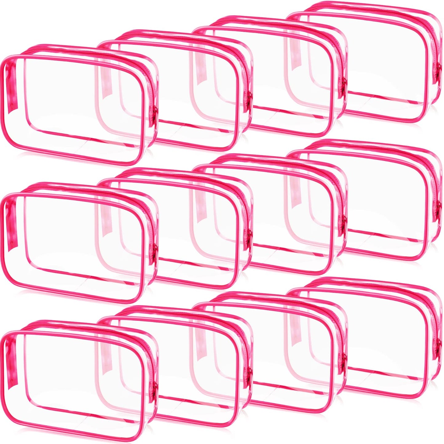 Weewooday 12 Pieces Clear Makeup Bags Cosmetic Storage Bags PVC Zipper Pouches Travel Waterproof Makeup Plastic Case for Women Organizing Toiletries Traveling Bathroom