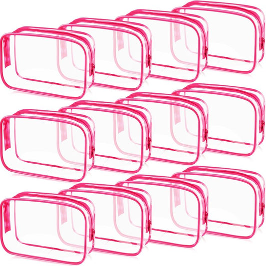 Weewooday 12 Pieces Clear Makeup Bags Cosmetic Storage Bags PVC Zipper Pouches Travel Waterproof Makeup Plastic Case for Women Organizing Toiletries Traveling Bathroom