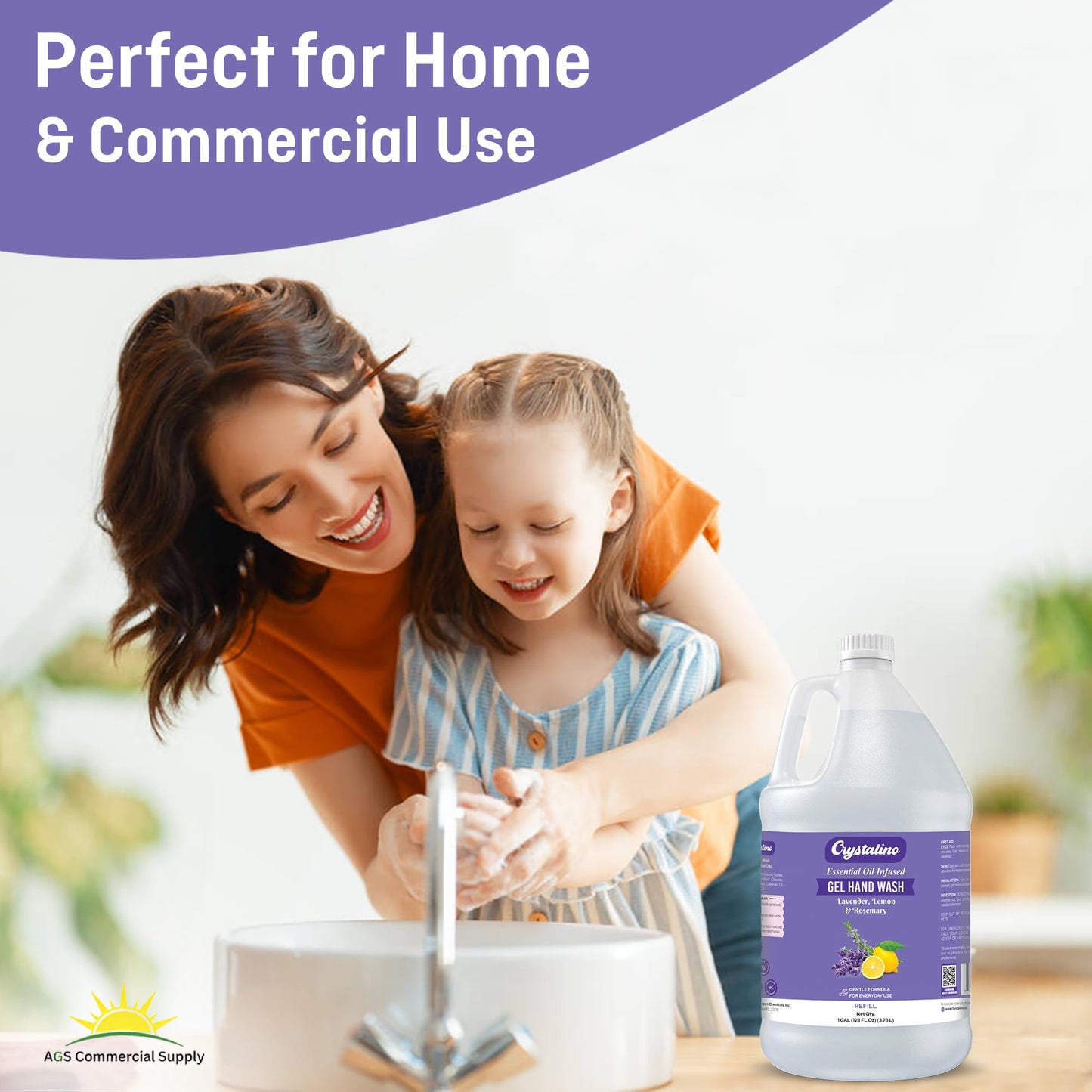 Crystalino Lavender Essential Oil Gallon Liquid Hand Soap Refill (1 Gal), Non-Toxic Bathroom Hand Wash Soap Bulk Non-Antibacterial, Jabon Para Manos, handsoap gallon bulk refill deals, 洗手液