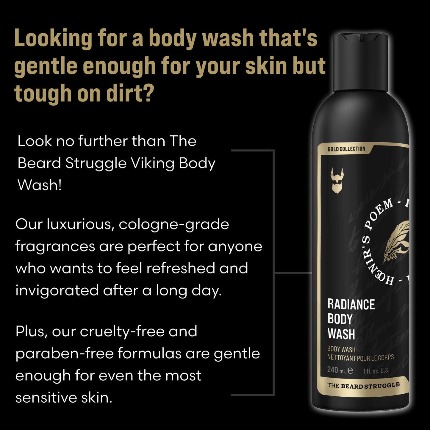 Men's Body Wash - Aesir's Triumph Natural Shower Gel | Skin Cleaning Agent - 240 mL / 8 fl. oz.
