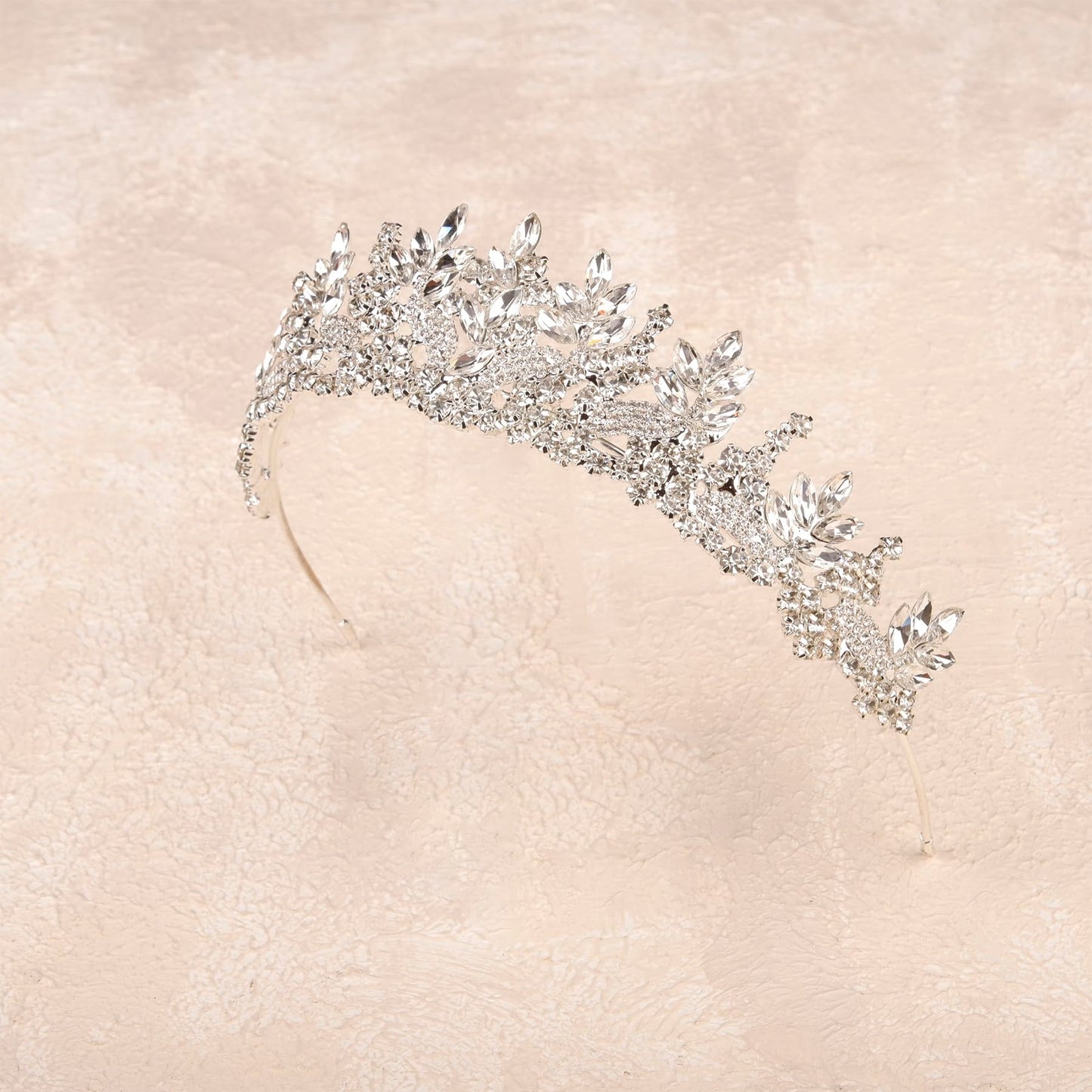 LIMELIA Women's Tiara for Henna Wedding Party|Glitter Hair Accessories for Bridal Birthday Pageant Prom Halloween Costume Christmas Party, Princess Crown|Crystal Stone-Silver
