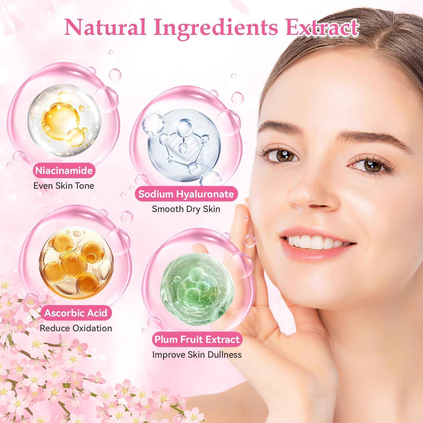 Sakura Skincare Set, Sakura Skin Care for Teens 10-12, Gentle Moisturizing Face Care Kit with Cleanser, Toner, Serum, Eye Cream & Cream, Travel Size Facial Kit for Women Girls