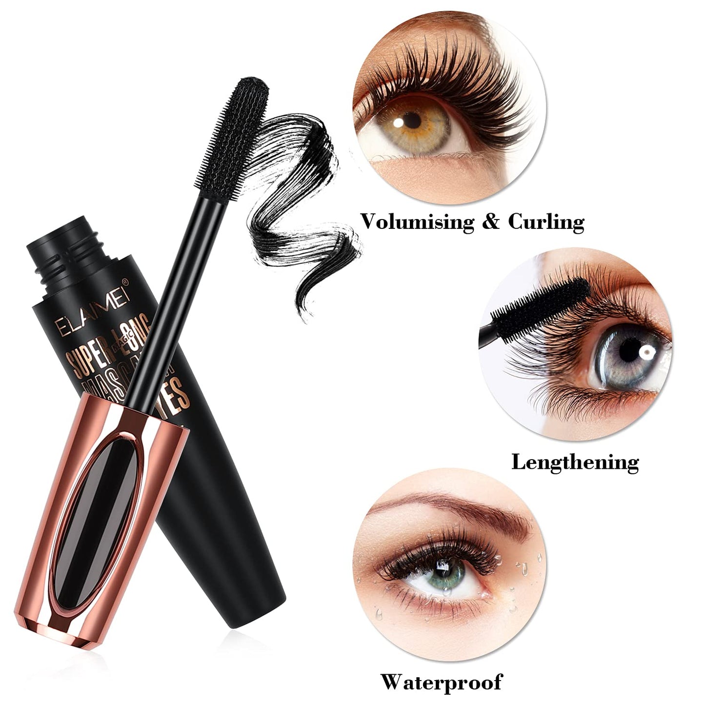 Volume & Length Mascara - 2 Pack Black Waterproof 4D Silk Fiber for Long-Lasting Glamour