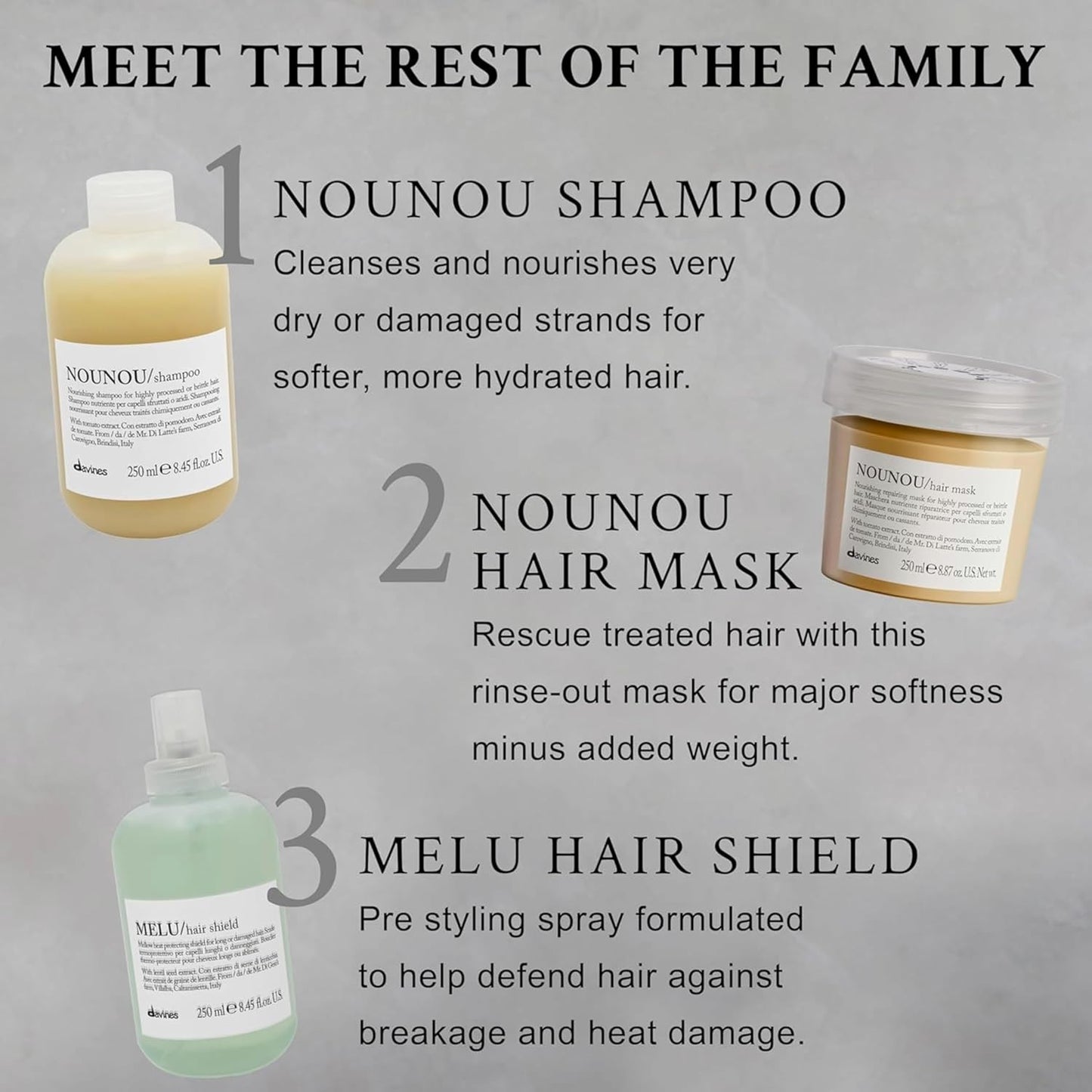 Davines NOUNOU Conditioner - Hydrating Deep Conditioner for Bleached & Damaged Hair | 2.5 fl oz