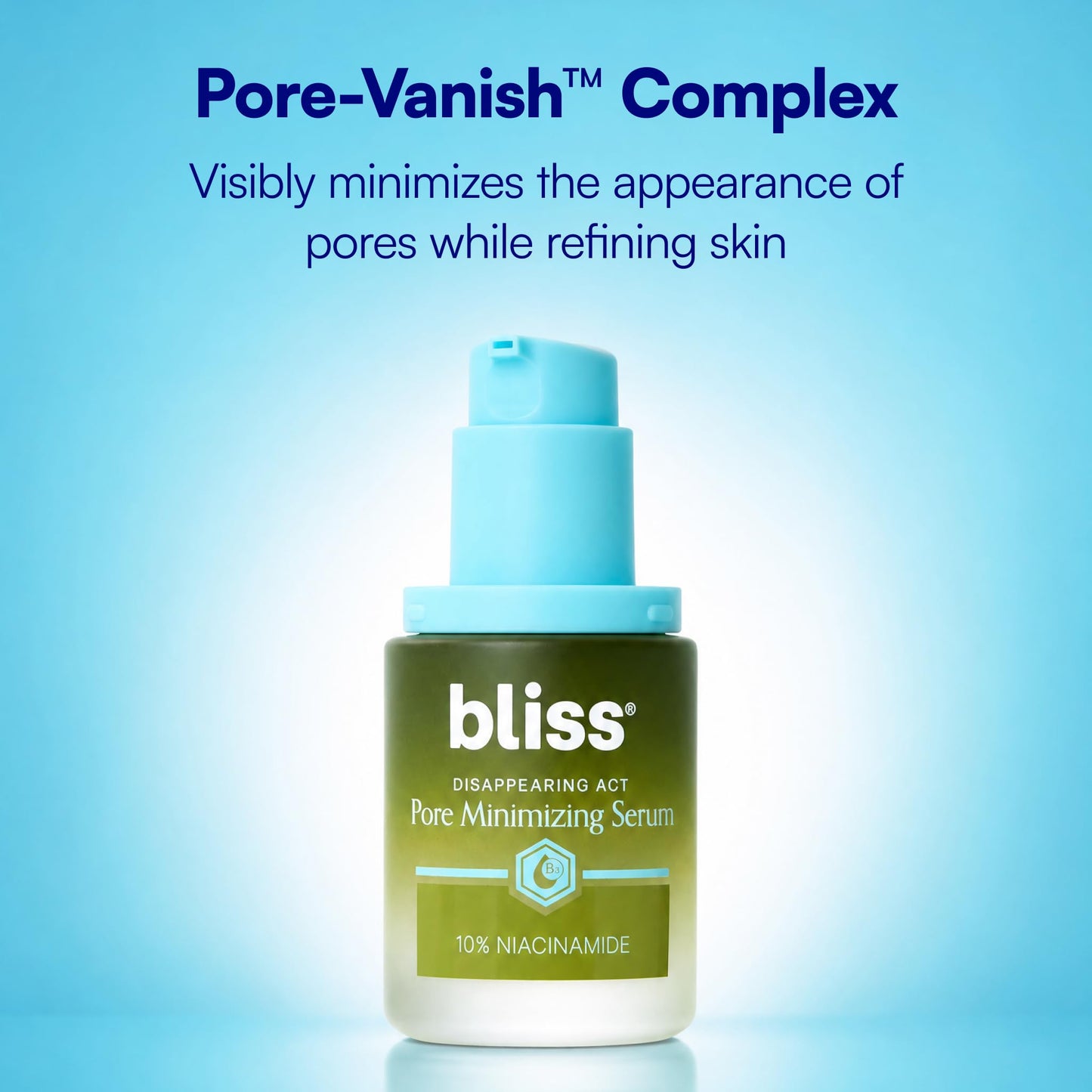 Bliss Disappearing Act Pore-Minimizing Serum – Niacinamide + Pore Vanish Complex with Green Tea – Refines Pores, Controls Oil & Targets Dark Spots for Smooth Glass Skin – 1 Fl Oz