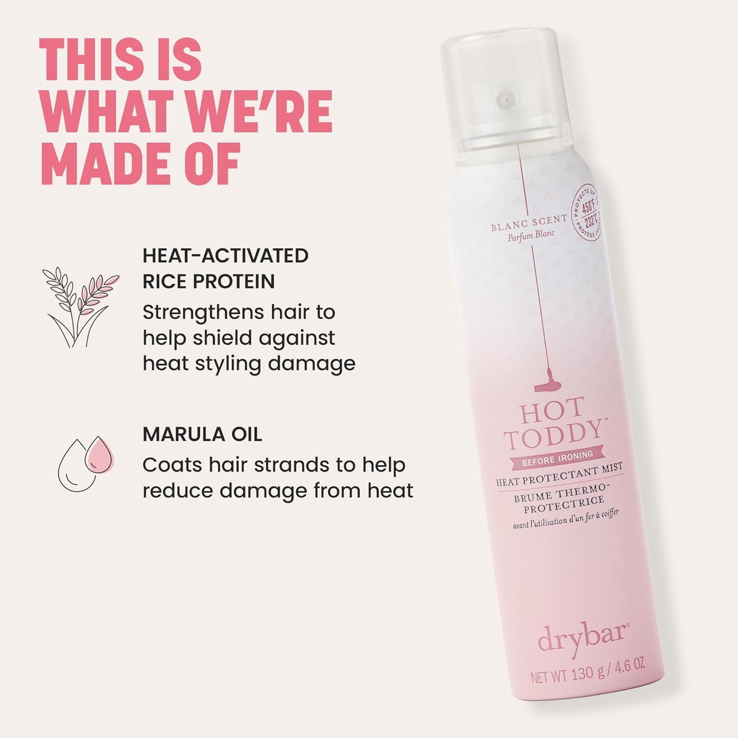 Drybar Hot Toddy Heat Protection Spray - Lightweight Formula for Hair | Protects from Styling Tools