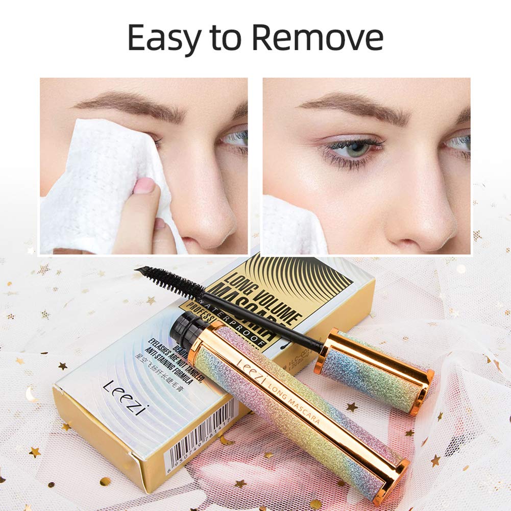 4D Silk Fiber Eyelash Mascara Waterproof - Thickening Long Lasting Smudge-Proof Natural Curling Lengthening All Day Exquisitely Extra Long Black (A)