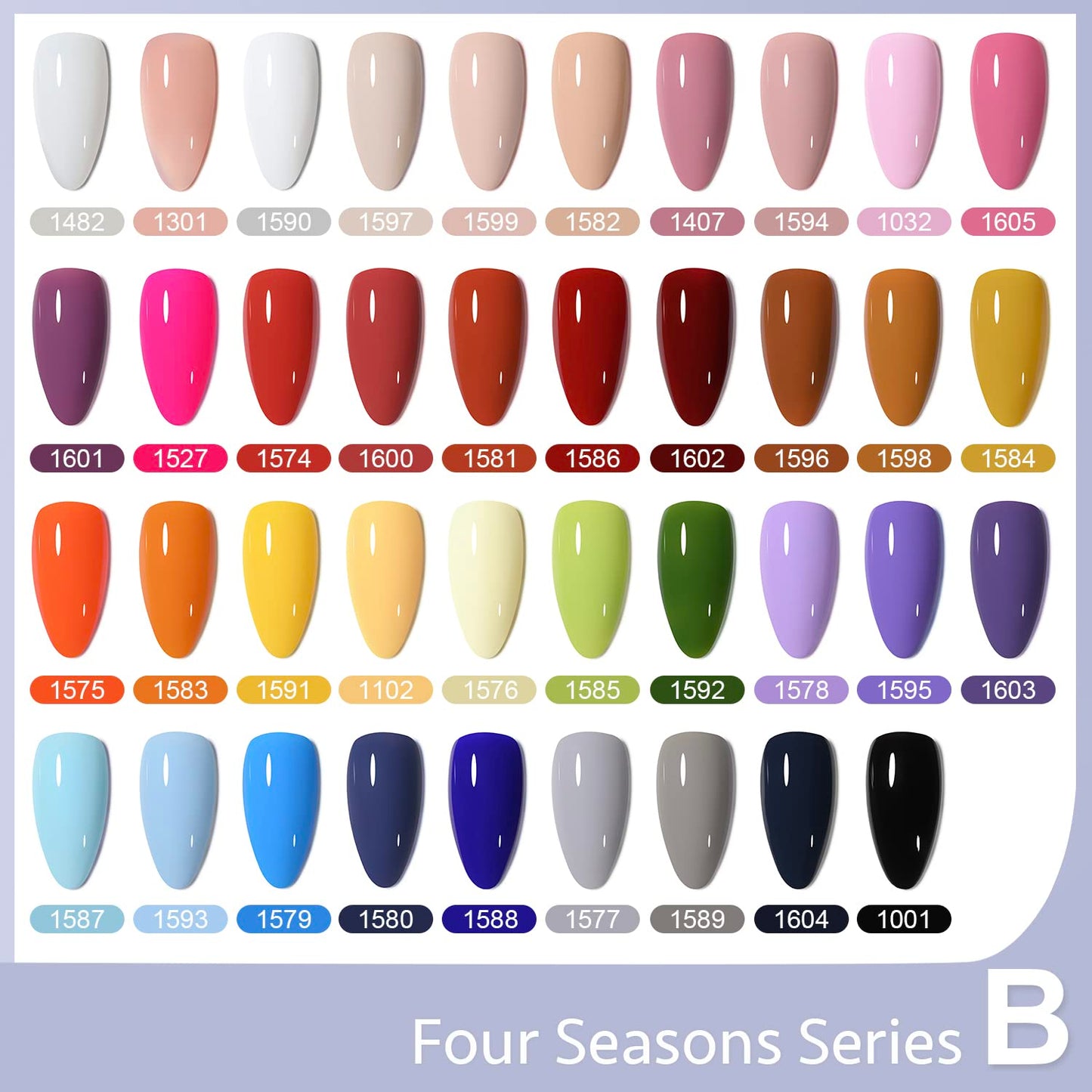 GAOY 42 Pcs Gel Nail Polish Set, 39 All Seasons Colors, UV Gel, Series-B