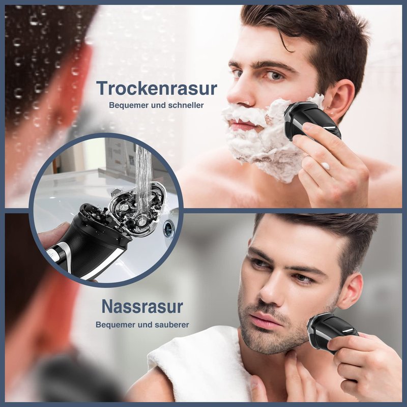 Electric Shaver for Men - MAX-T Quick Rechargeable Wet/Dry Rotary Razor with Pop-Up Trimmer & LED Display | IPX7 Waterproof