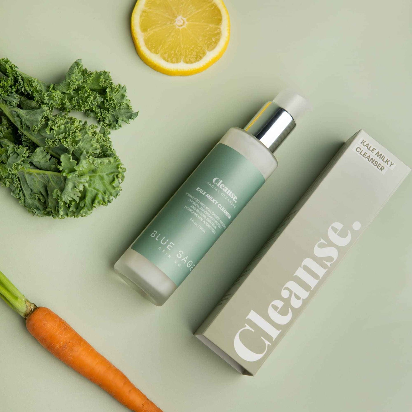 Blue Sage Kale Milky Daily Facial Cleanser | Natural Anti-Aging Face Wash with Antioxidants and Amino Acids to protect and repair skin from the aging effects of pollution