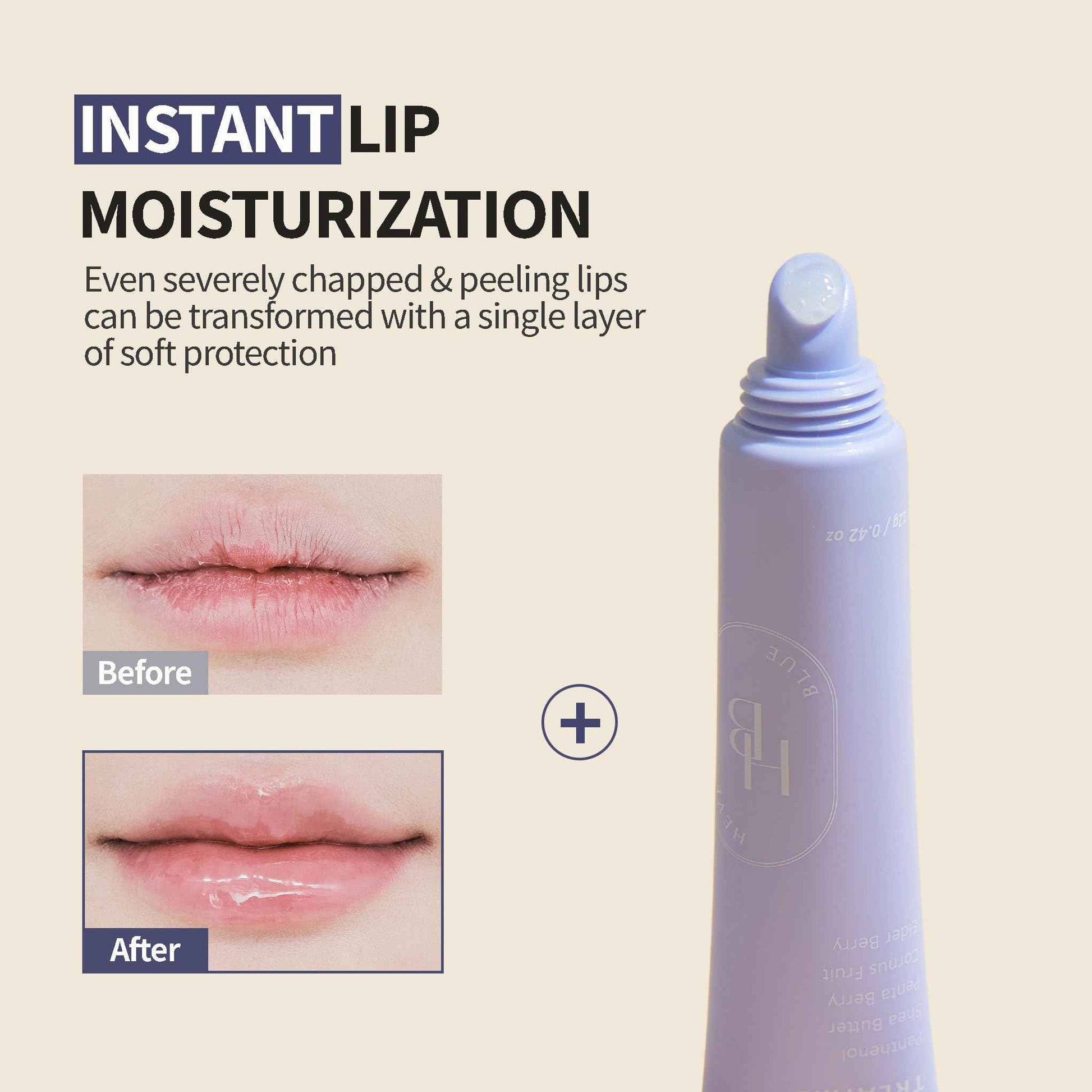 HEVEBLUE Penta Berry Panthenol Repair Lip Treatment - Lip Balm, Lip Mask, Lip Gloss, Korean Skin Care, K-Beauty, Moisturizing, Vegan, Sensitive Skin, Hypoallergenic, Lip Care