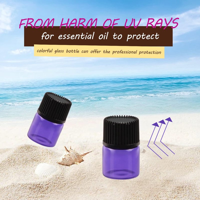 Wresty 1ml(1/4 Dram) Gift Package Glass Vial Mixcolor Essential Oils Bottles Mini Glass Bottles Sample Vials With Label And Droppers (100-Pack)