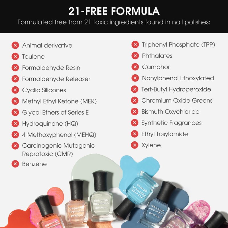 LIPPMANN Deborah Gel Lab Pro Nail Polish Treatment Enriched for Health, Wear, and Shine No Animal Testing, 21 Free, Vegan Red and Purple Colors