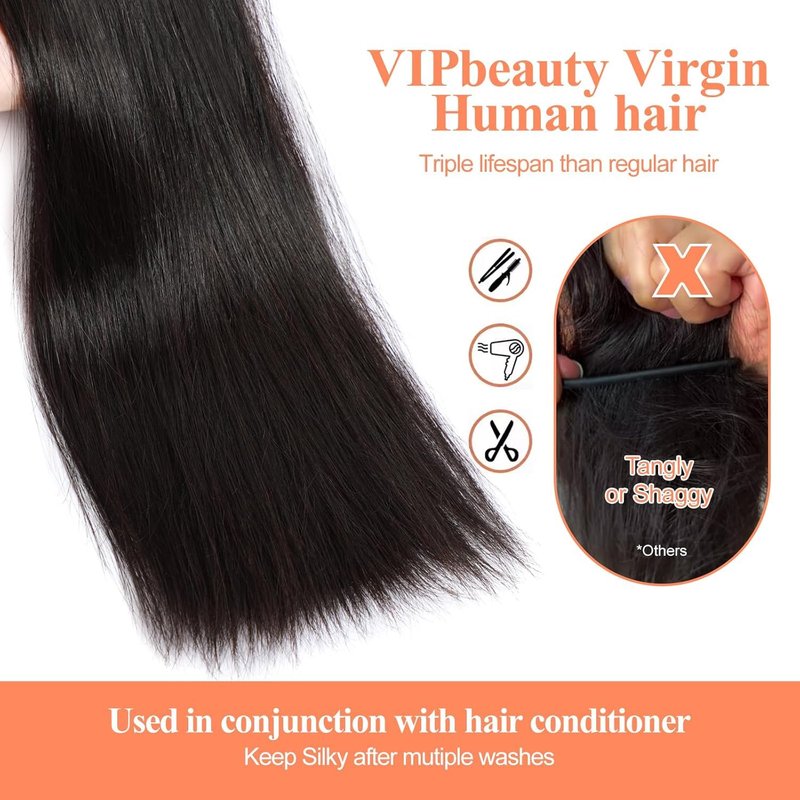 Raw Straight Human Hair Bundles - 100% Unprocessed Virgin Brazilian | Natural Black, 18 Inch, 95g