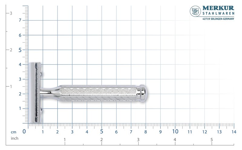MERKUR 42C Double Edge Safety Razor, Hexagonal Handle, Three-Piece Design, Closed Comb Straight Bar, Bright Chrome Finish, Made in Germany