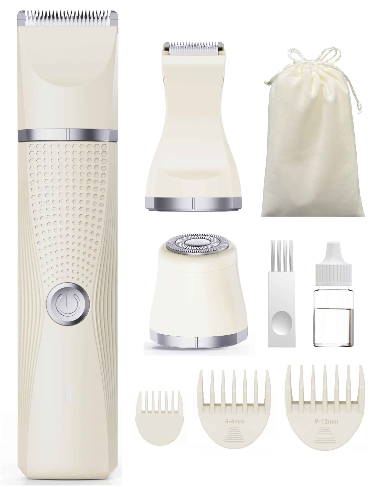 unibono 3-in-1 Electric Razor for Women - Waterproof Bikini Trimmer,Rechargeable Electric Shaver for Lady,Pubic Hair Trimmer Women,Personal Trimmer Groomer for Body Hair (Cream, LY)