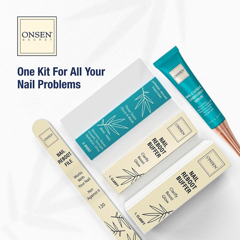 Nail Care Kit - Spa-Quality Cuticle Serum & Japanese Buffer | Organic Ingredients for Strengthening & Long-Lasting Shine - 1 Pack