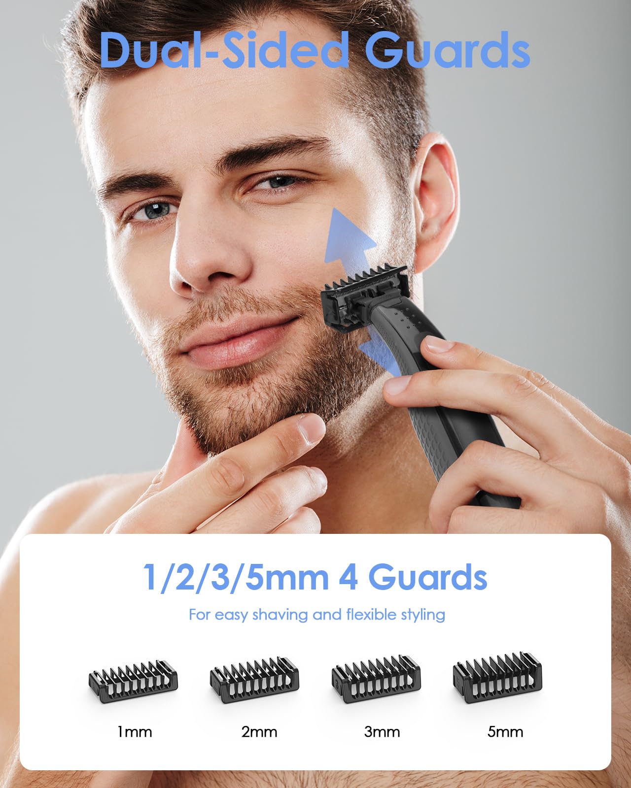 Guide Guards with Stand—1/2/3/5mm, Skin & Body Combs Replacement Fit for O Blade QP2724, QP2834, QP25XX, QP26XX, QP65XX, QP66XX Pro Series, Premium Guards with a Reliable Base (6PC+Stand)