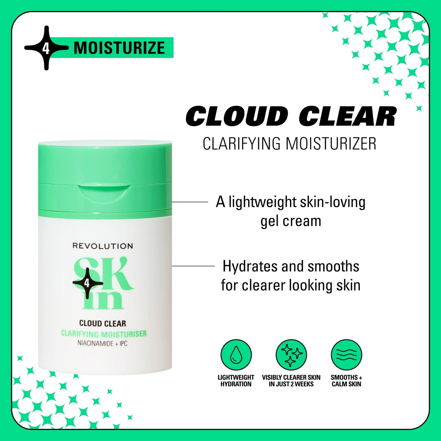 Revolution Skin, Cloud Clear Niacinamide & IPC Clarifying Moisturizer, Lightweight & Hydrating Face Cream, Vegan & Cruelty-Free, 1.69 fl oz