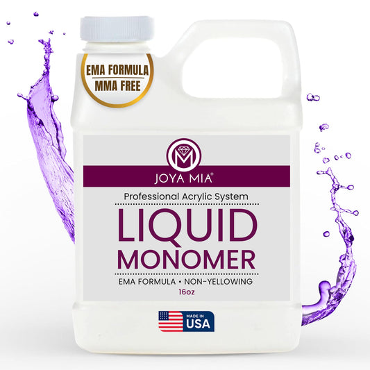 Liquid Monomer, Fast Setting Acrylic Monomer for Salon-Quality Nail Shaping and Acrylic Nail Powder Application, MMA-Free Nail Monomer with Superior Adhesion Formula, 16 oz - Joya Mia