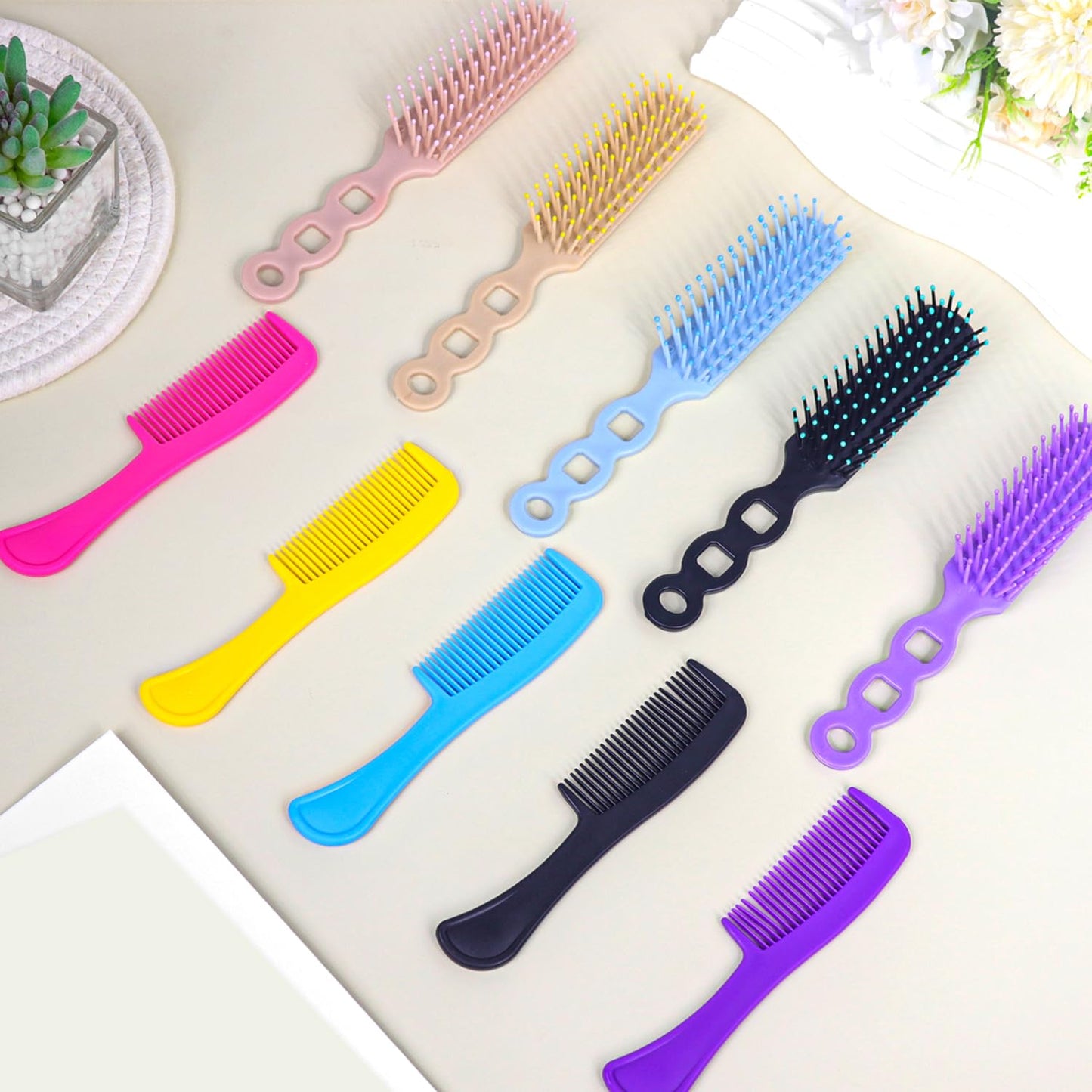Gisdo 100 Pcs Hair Brush and Comb Set in Bulk for Homeless Individually Wrapped, Bulk Comb Brush Hairbrush for Women Kids Hotel Homeless Charity (Bright Color)