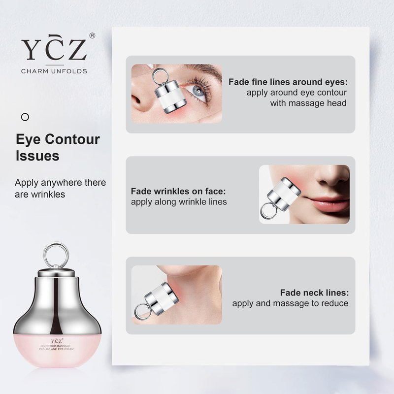 Ycz Electric Massage Eye Cream, 2-In-1 Firming Eye Moisturizer for Under Eye Care, Targets Dark Circles and Fine Lines, Deep Hydration Soothes Eye Fatigue, Suitable Lightweight Texture for Daily Use