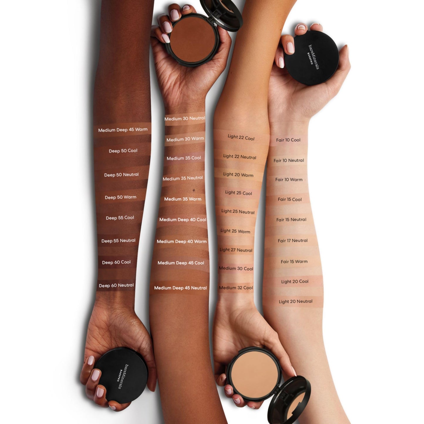 bareMinerals Barepro 24HR Skin-Perfecting Powder Foundation, Matte Pressed Powder Foundation Full Coverage with Plant-Based Squalene, Oil Control, Vegan - Fair 17 Neutral