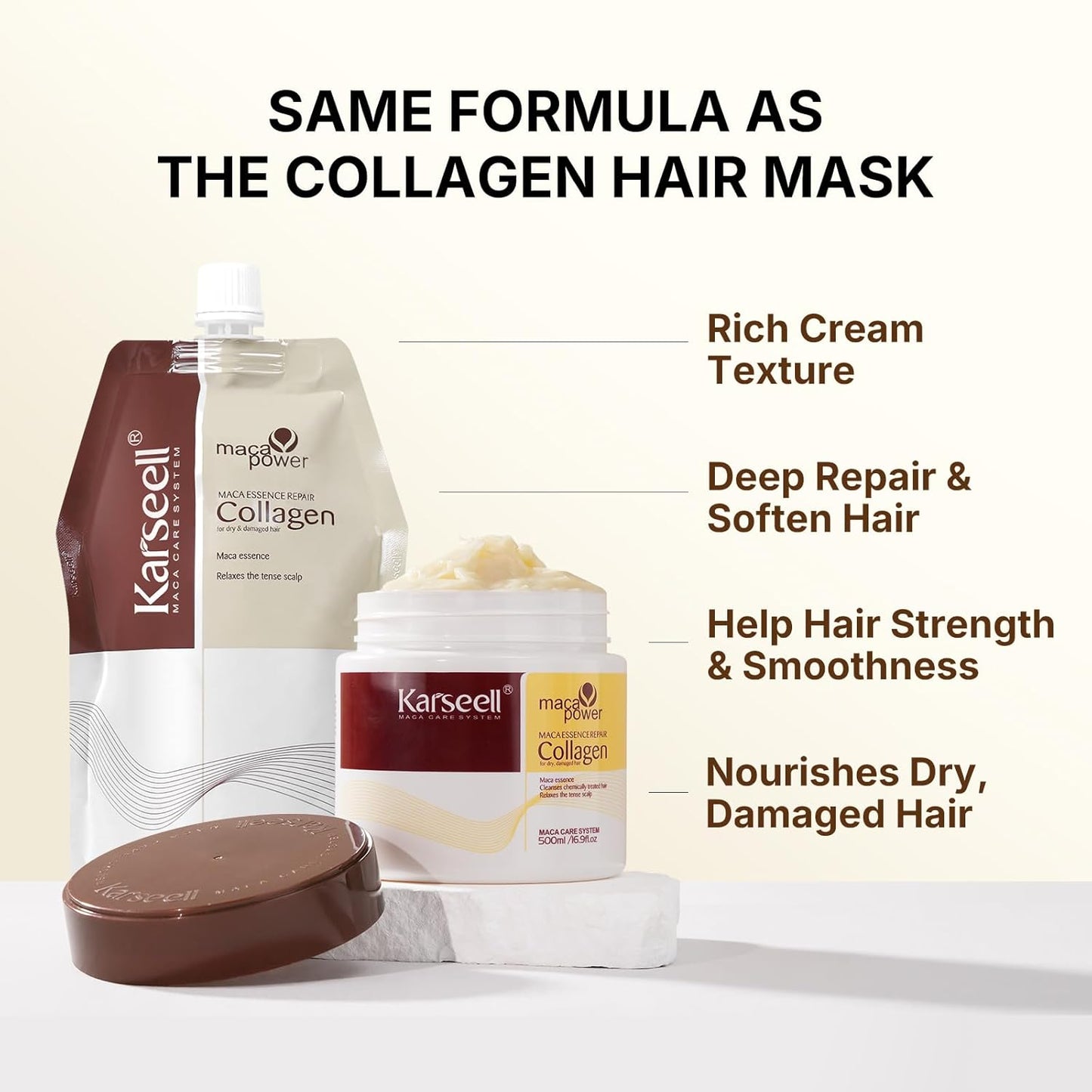 Collagen Hair Treatment - Deep Repair Conditioner with Argan Oil & Keratin | 16.9 Oz for All Hair Types