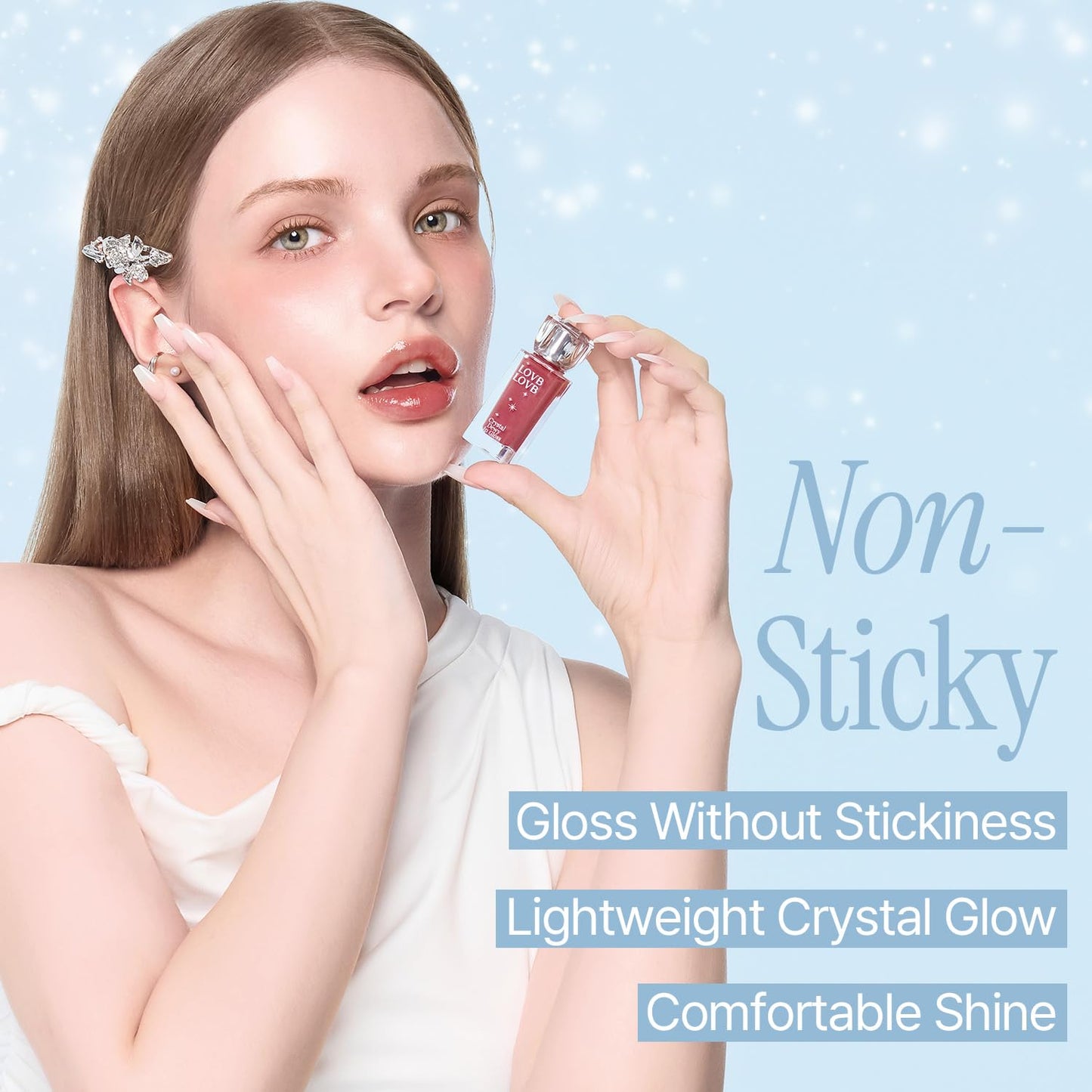 LOVB LOVB Crystal Dewy Lip Gloss | Lightweight & Non-Sticky | High-Shine & Long-Lasting | Hydrating Korean Lip Care Gloss | 0.17 oz. (03 FAIRY PINK)