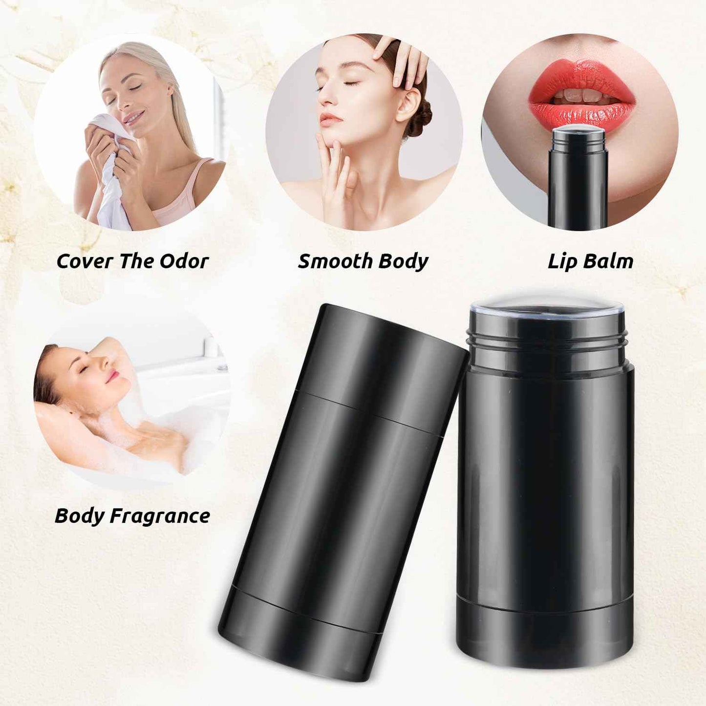 Mirrline 10 Pcs 75ml/2.5oz Empty Deodorant Containers Plastic Twist-up Filling Stick Refillable Round Bottom Fill Bottles Tubes for Homemade Natural Deodorant Lip Balm Soap - Black