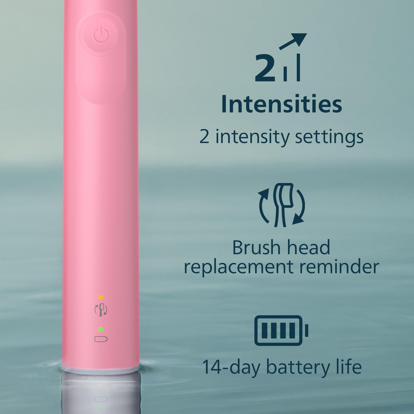 Philips Sonicare 4100 Series Electric Toothbrush - Sonic Toothbrush with Advanced Sonic Technology, Pressure Sensor, Two Intensity Settings, Smartimer & Quadpacer, Deep Pink, Model HX3681/26