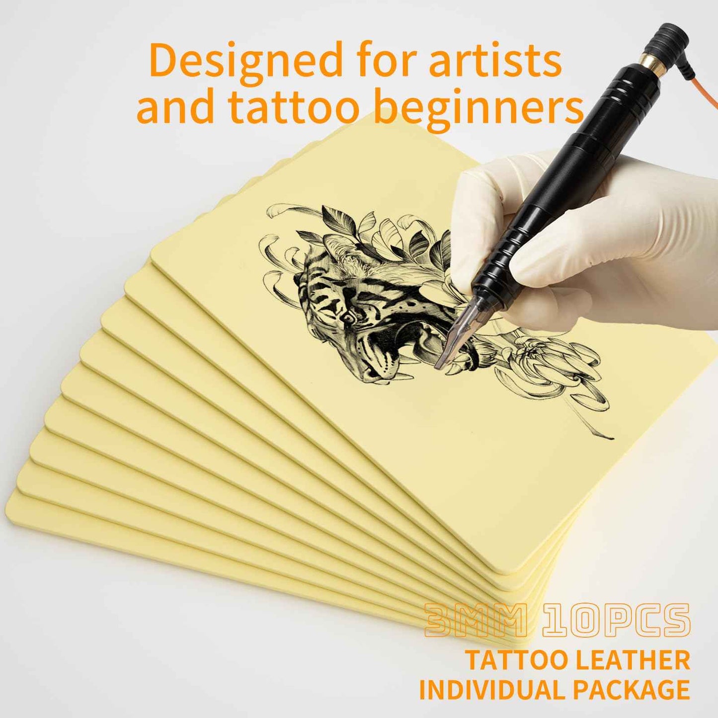 MIHERT 10Pcs 3mm Thick Blank Tattoo Practice Skin 8x6 inch Double Sides Fake Skin Sheets for Tattooing and Microblading Supplies for Beginners and Experienced Artists